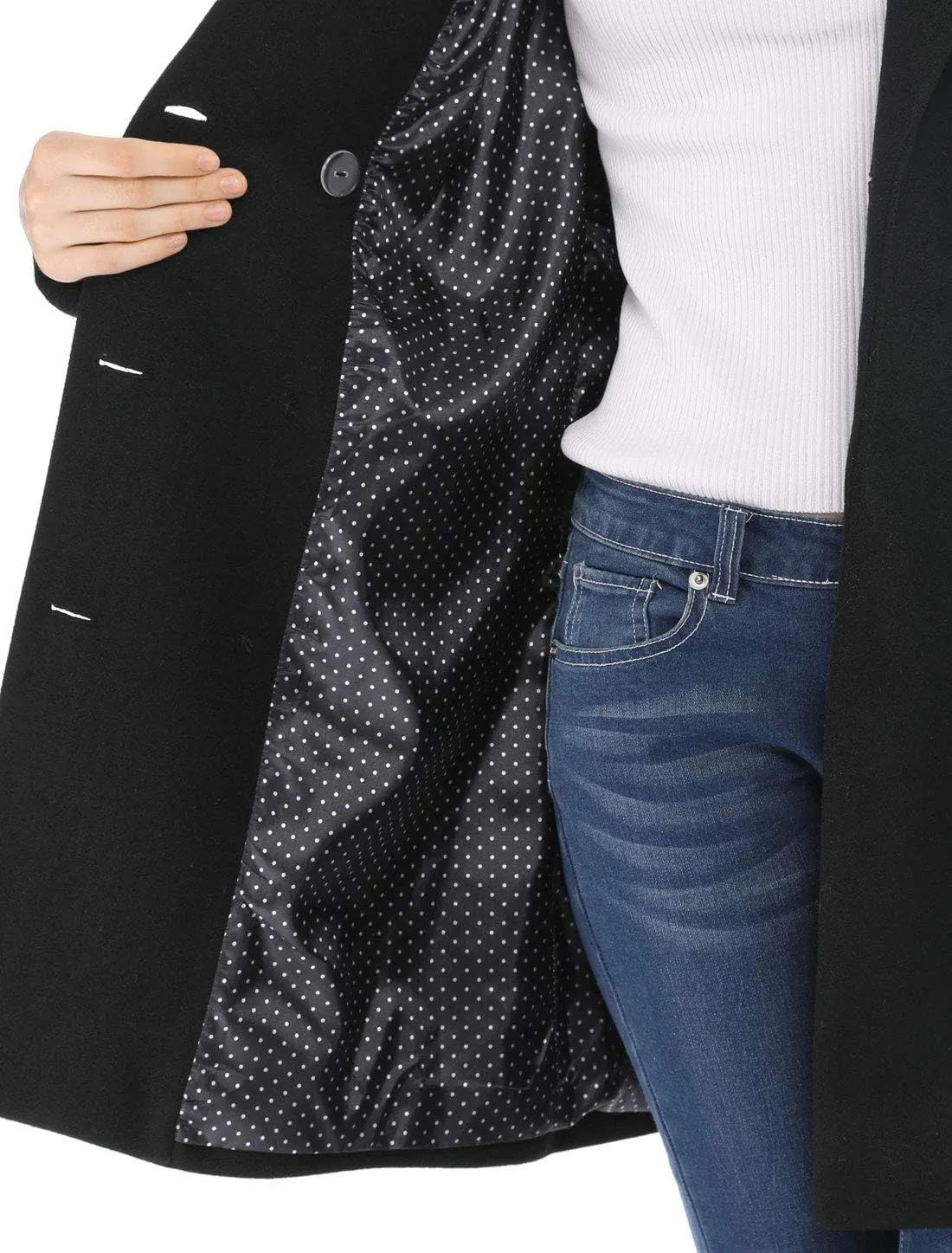 Allegra K Women's Winter Coat Elegant Notched Lapel Double Breasted Trench Coat