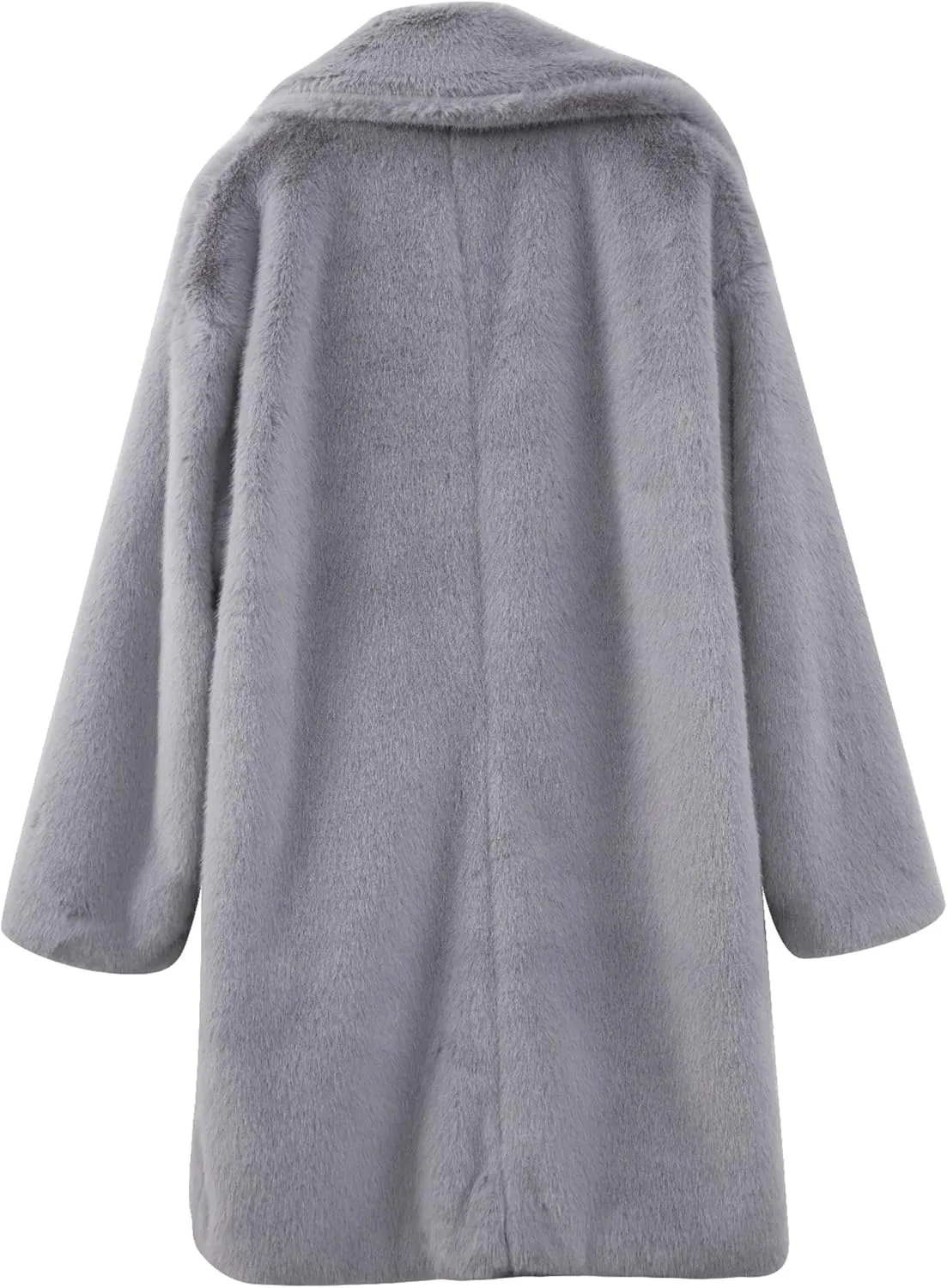 Amazhiyu Womens Faux Fur Longline Duster Coat Long Sleeve Winter Lapel Overcoat