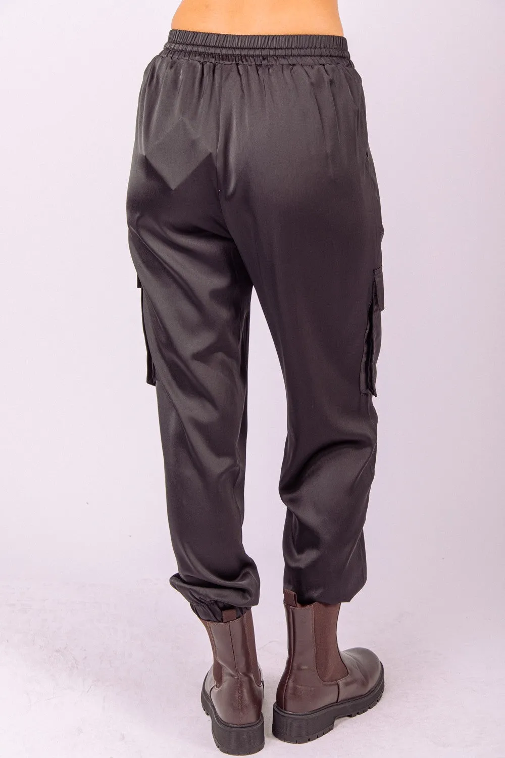 Aria Soft Satin Cargo Joggers