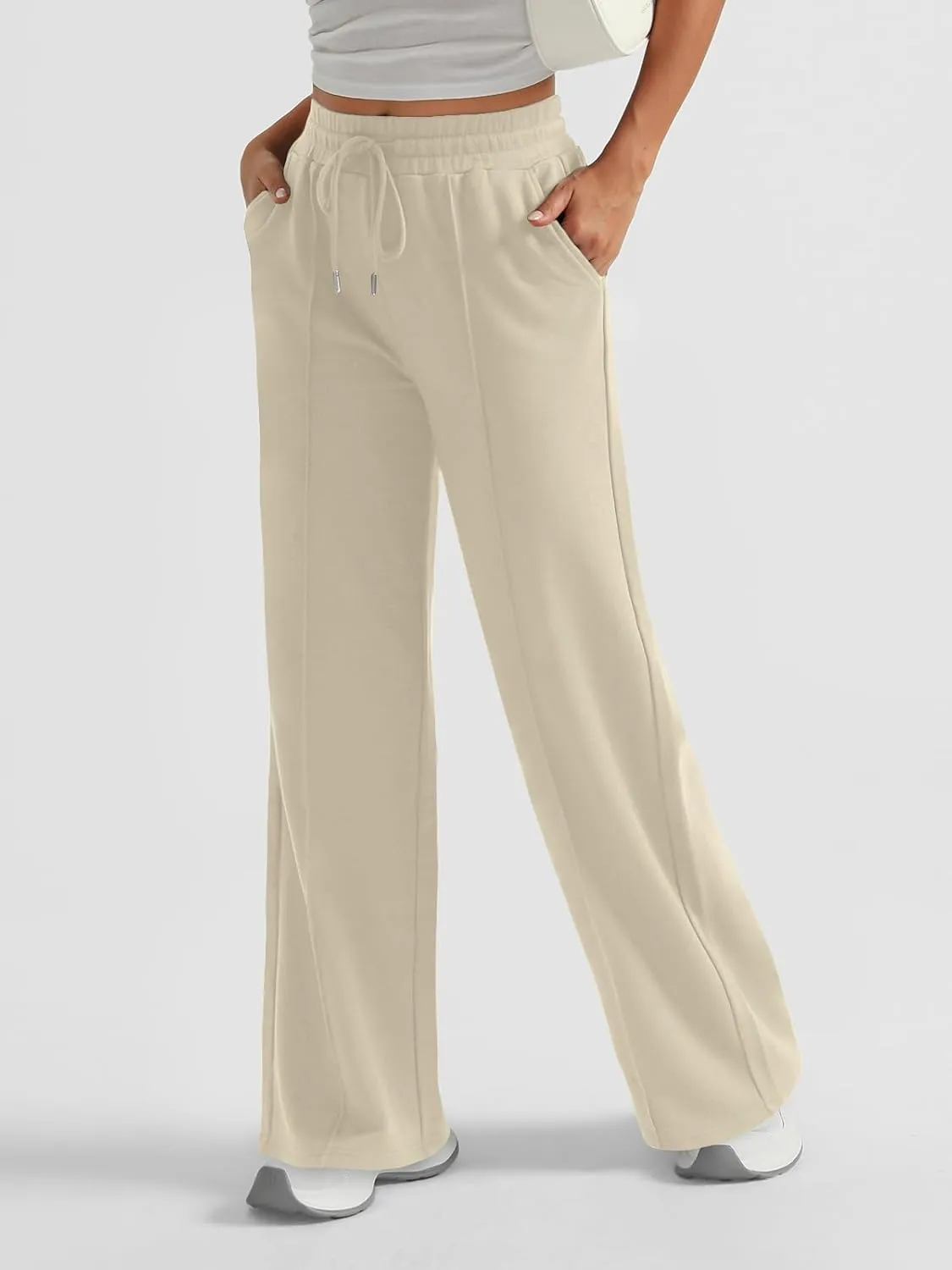 AUTOMET Womens Wide Leg Sweatpants High Waisted Baggy Pants Drawstring Athletic Joggers
