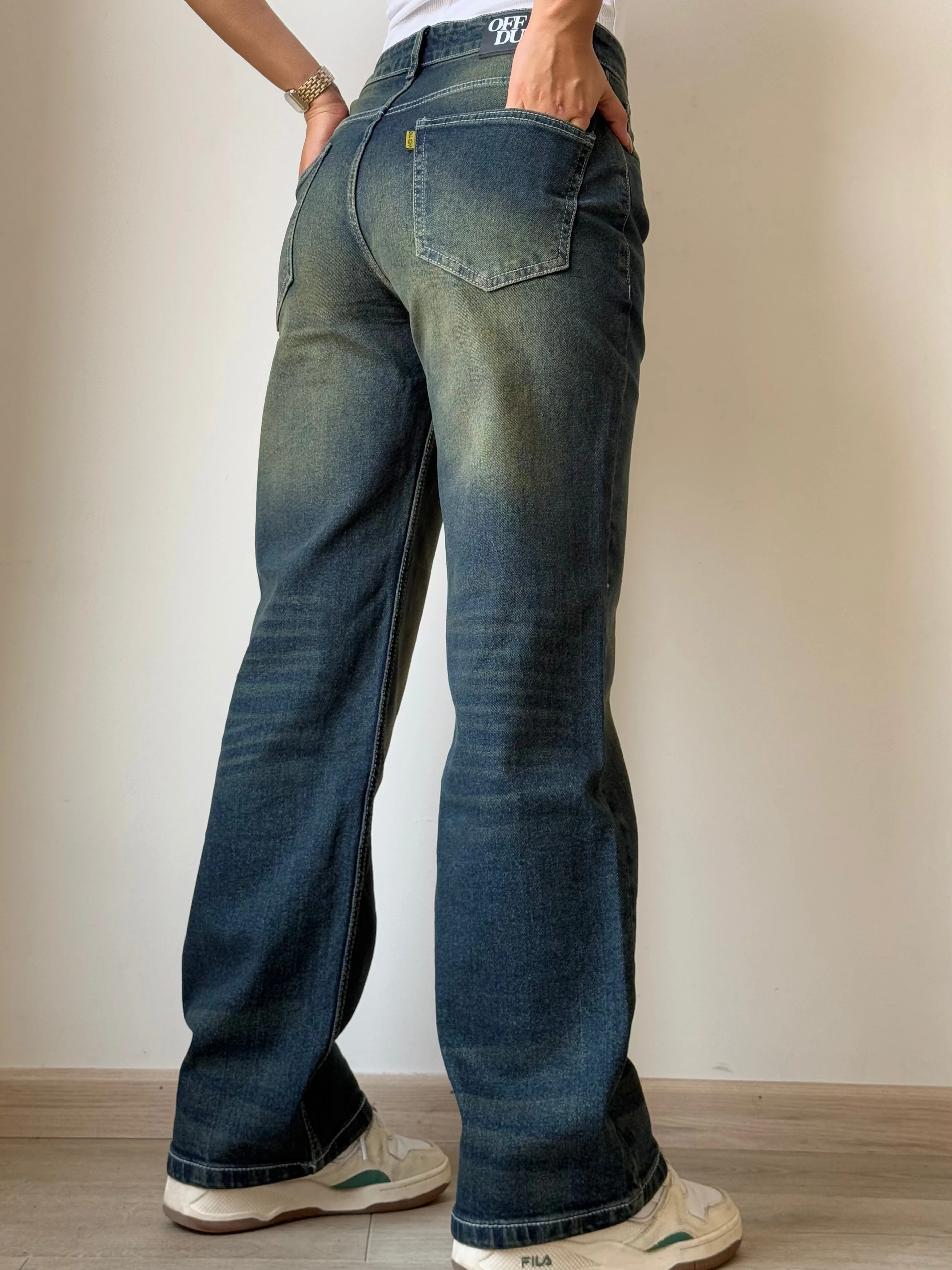 Baddie Vintage Dirty Wash Dad Fit Jeans