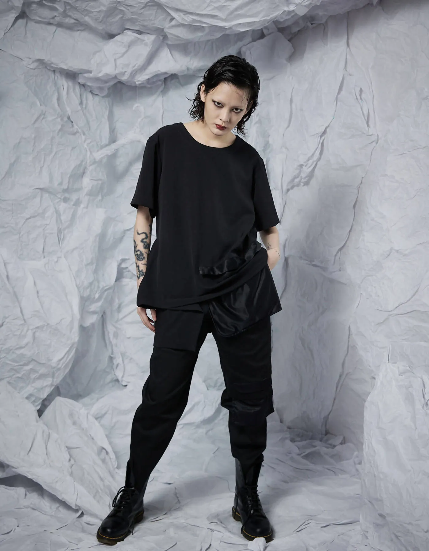 Big Pocket Short Sleeve Top With Zipper