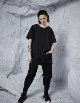 Big Pocket Short Sleeve Top With Zipper