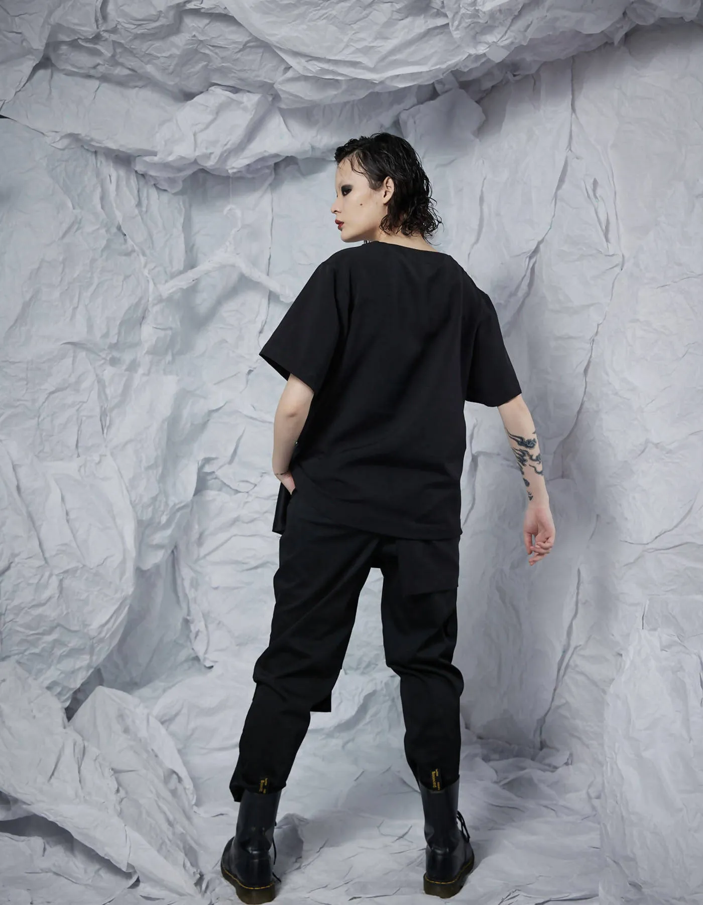Big Pocket Short Sleeve Top With Zipper