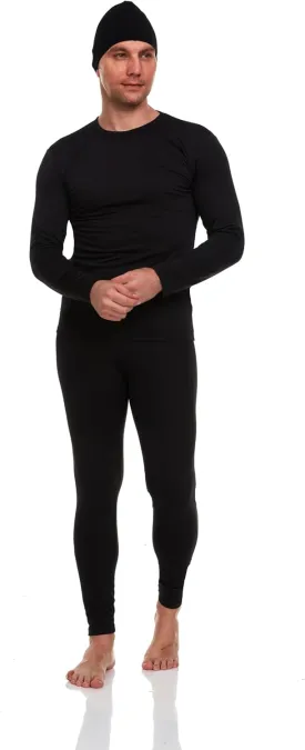 Body Glove 3 Piece Mens Fleece Lined Thermal Set - Long Underwear Thermals - Insulated Base Layer Top & Bottoms & Beanie