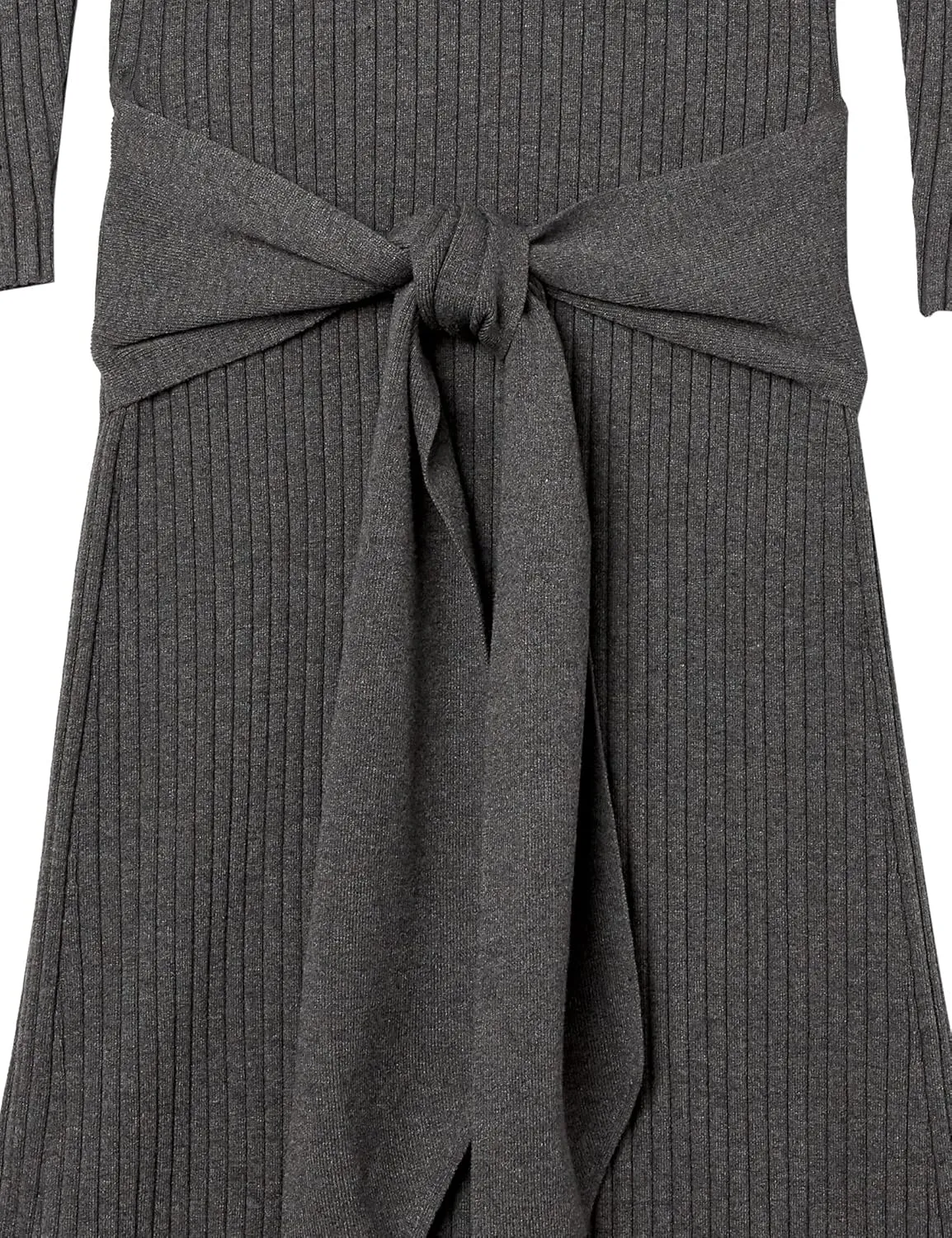 Cable Stitch Women's Turtleneck Ribbed Sweater Dress - 3/4 Sleeve Tie Waist Bodycon Fitted Knit Dress