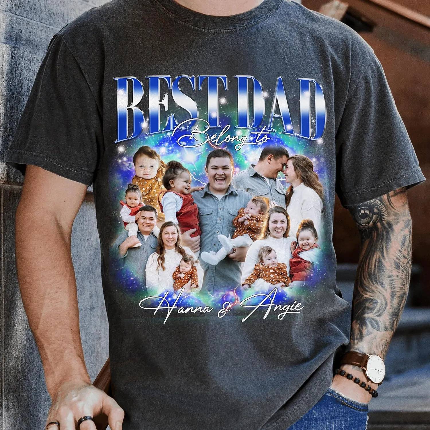 Custom Dad Shirt Personalized Picture T-Shirt for Men for New Dad Daddy Gift for Grandpa