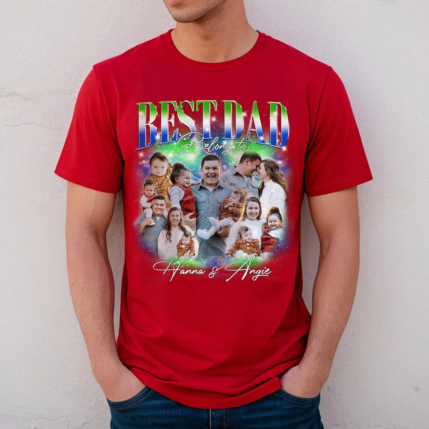 Custom Dad Shirt Personalized Picture T-Shirt for Men for New Dad Daddy Gift for Grandpa