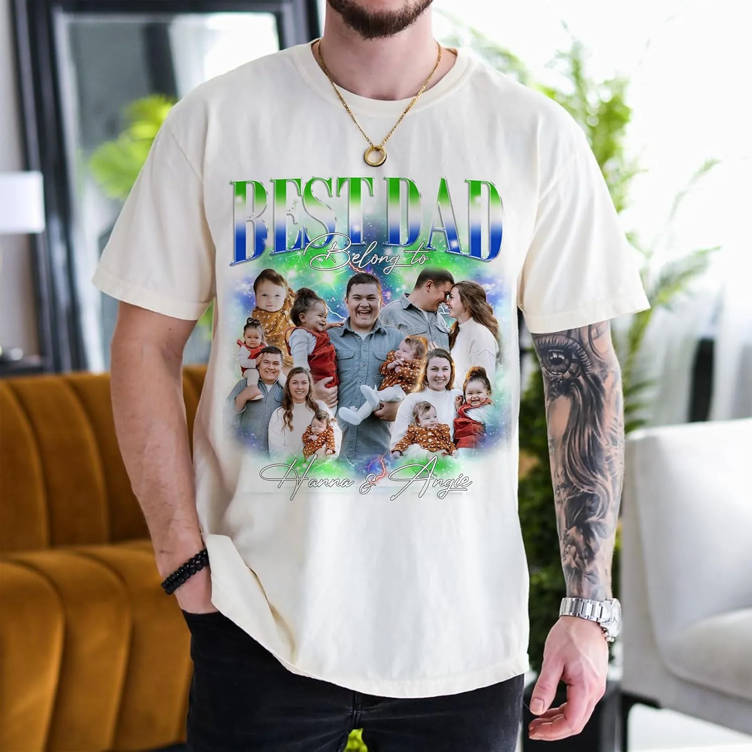 Custom Dad Shirt Personalized Picture T-Shirt for Men for New Dad Daddy Gift for Grandpa