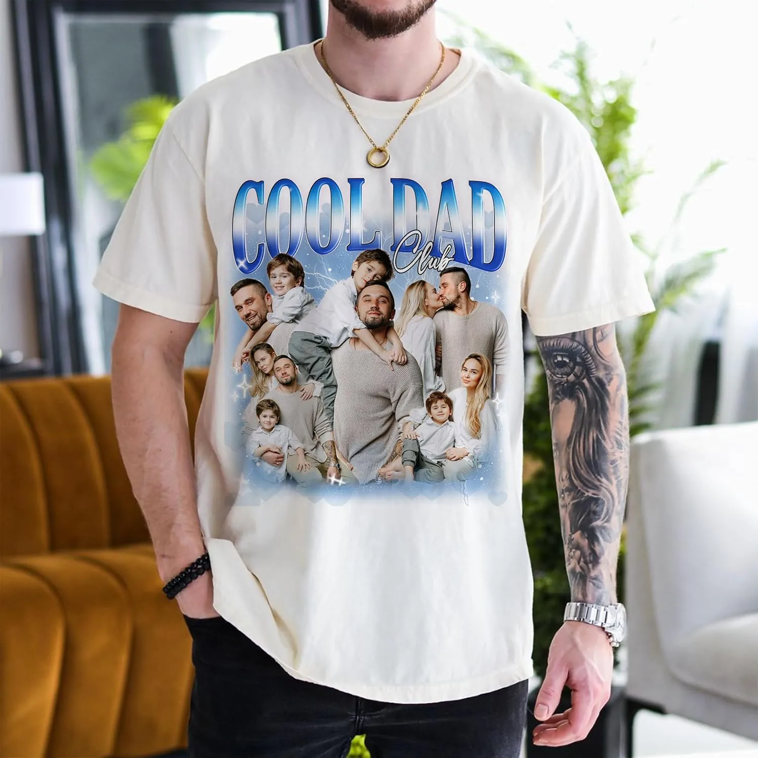Custom Dad Shirt Personalized Picture T-Shirt for Men for New Dad Daddy Gift for Grandpa