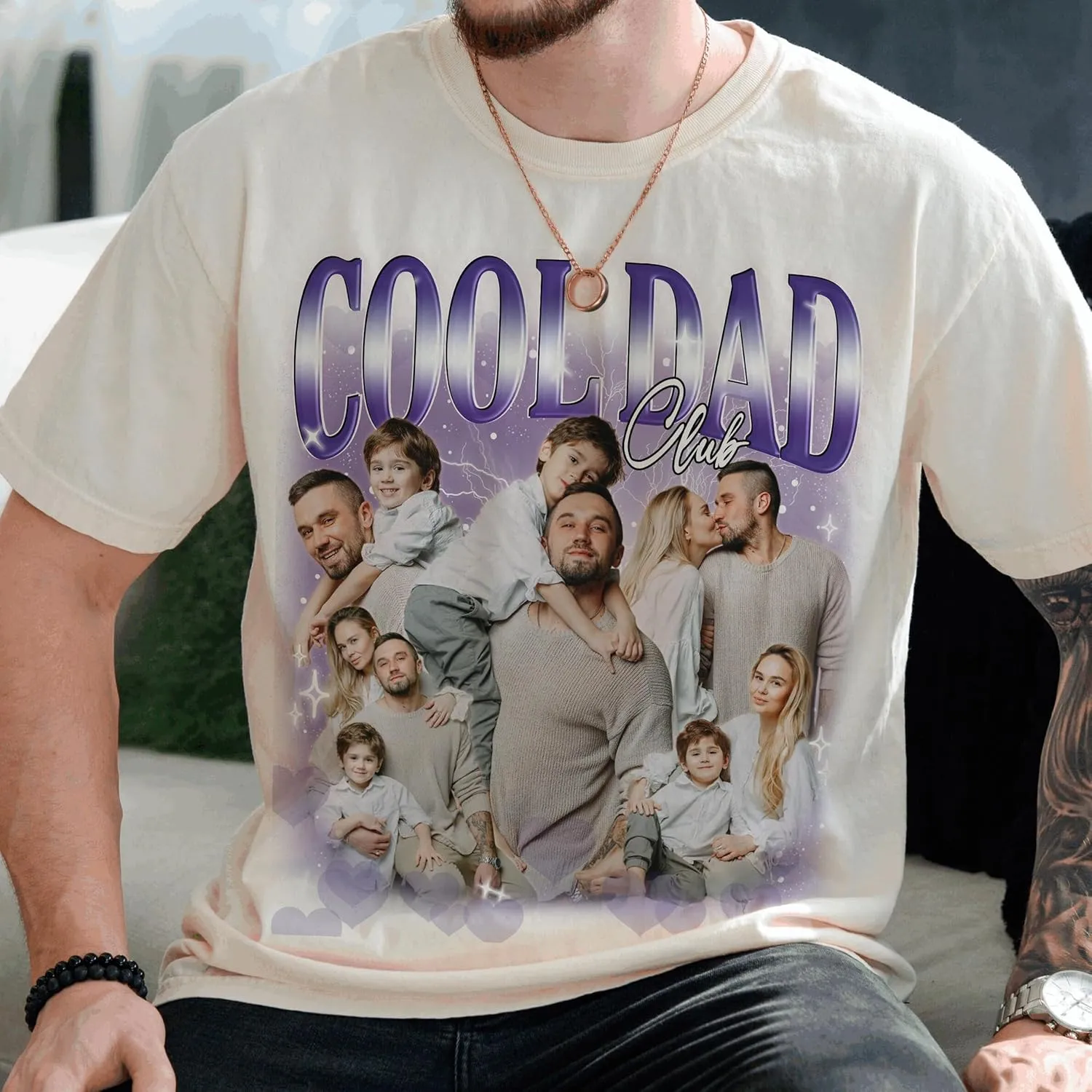 Custom Dad Shirt Personalized Picture T-Shirt for Men for New Dad Daddy Gift for Grandpa