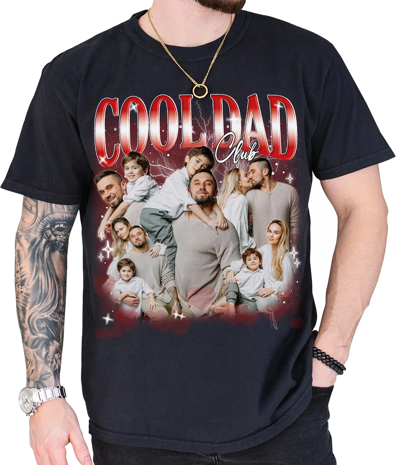 Custom Dad Shirt Personalized Picture T-Shirt for Men for New Dad Daddy Gift for Grandpa