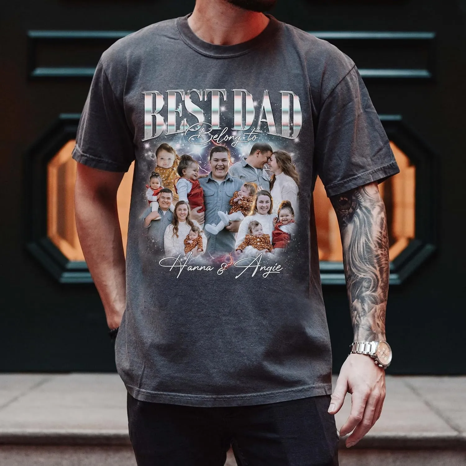 Custom Dad Shirt Personalized Picture T-Shirt for Men for New Dad Daddy Gift for Grandpa