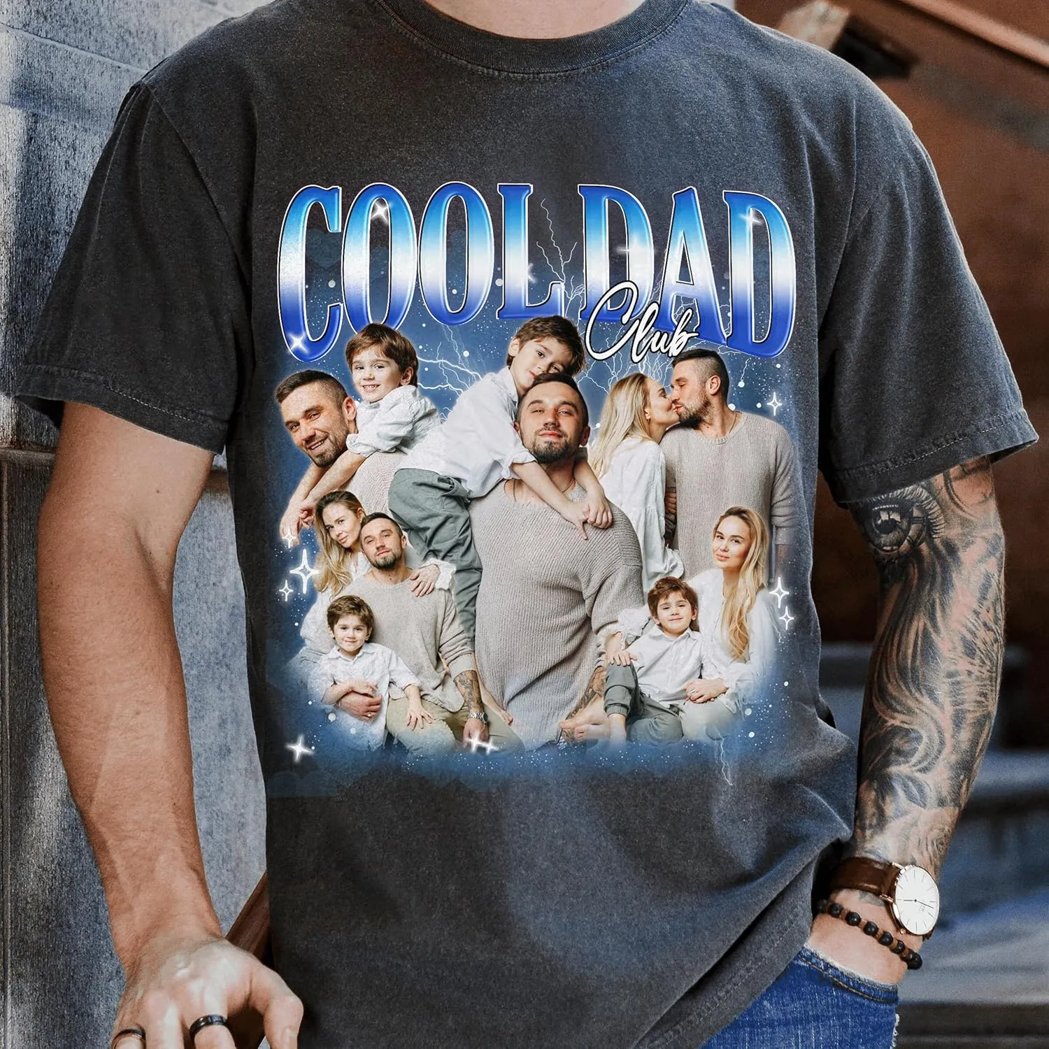 Custom Dad Shirt Personalized Picture T-Shirt for Men for New Dad Daddy Gift for Grandpa