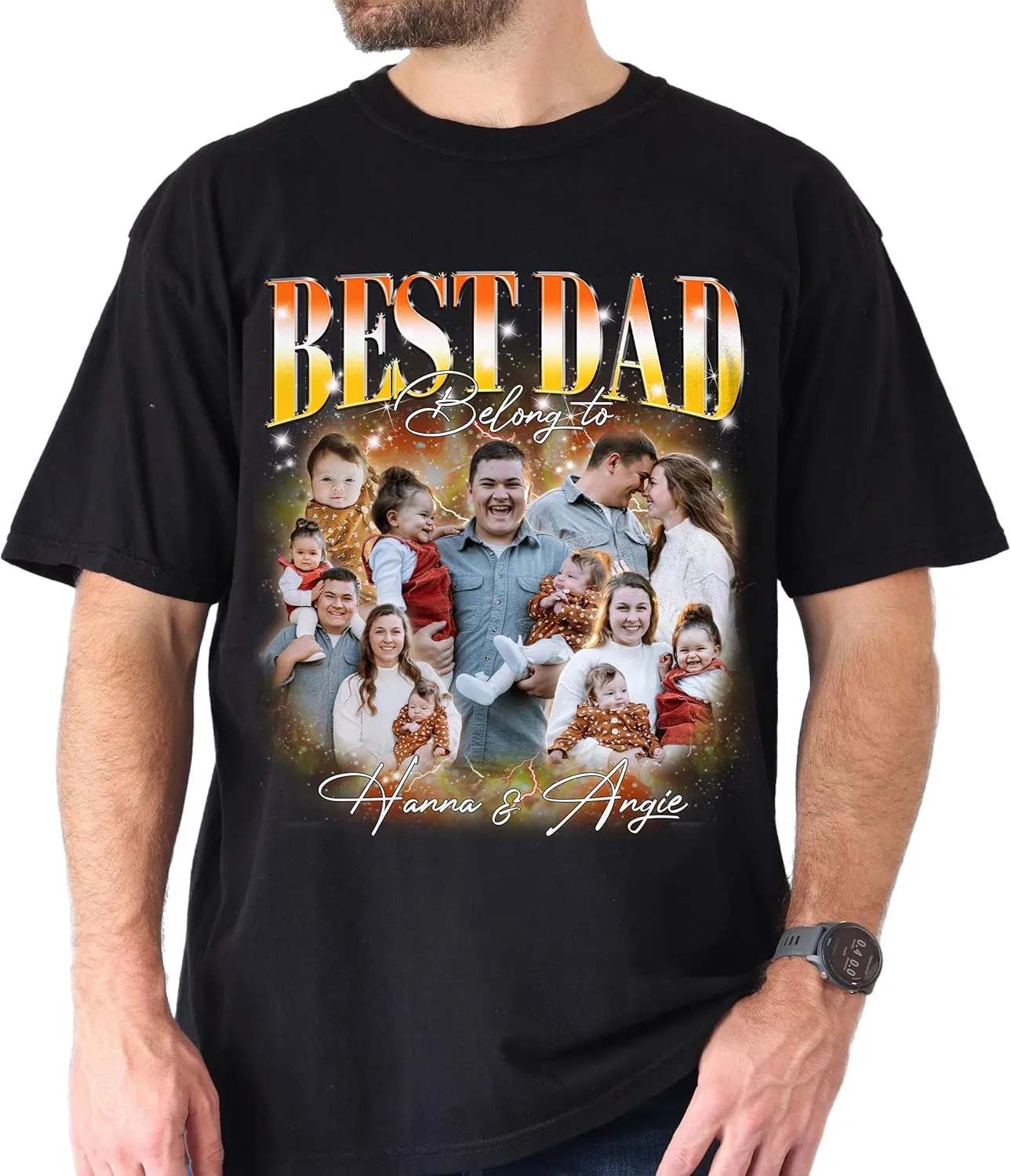 Custom Dad Shirt Personalized Picture T-Shirt for Men for New Dad Daddy Gift for Grandpa