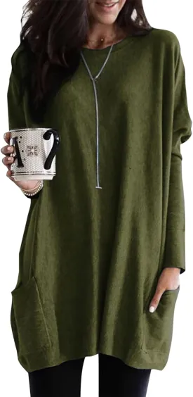 Dokotoo Womens Spring Fall Outfits Casual Long Sleeve Shirts Fashion Tunic Tops for Women Loose Fit Dressy