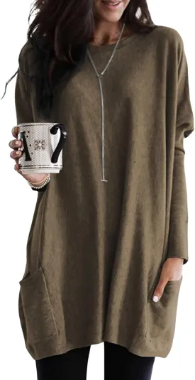 Dokotoo Womens Spring Fall Outfits Casual Long Sleeve Shirts Fashion Tunic Tops for Women Loose Fit Dressy