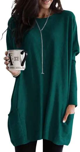 Dokotoo Womens Spring Fall Outfits Casual Long Sleeve Shirts Fashion Tunic Tops for Women Loose Fit Dressy