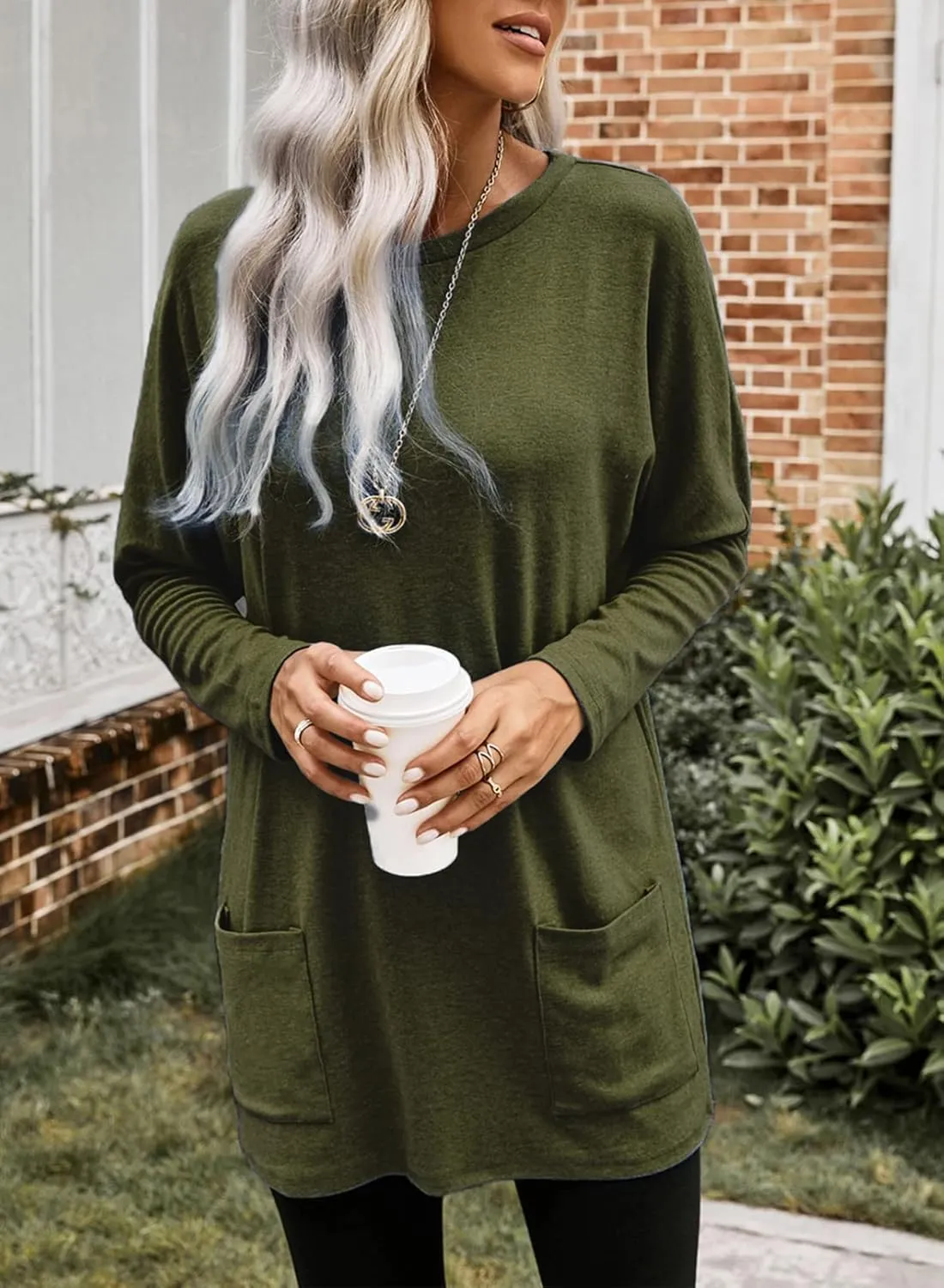 Dokotoo Womens Spring Fall Outfits Casual Long Sleeve Shirts Fashion Tunic Tops for Women Loose Fit Dressy