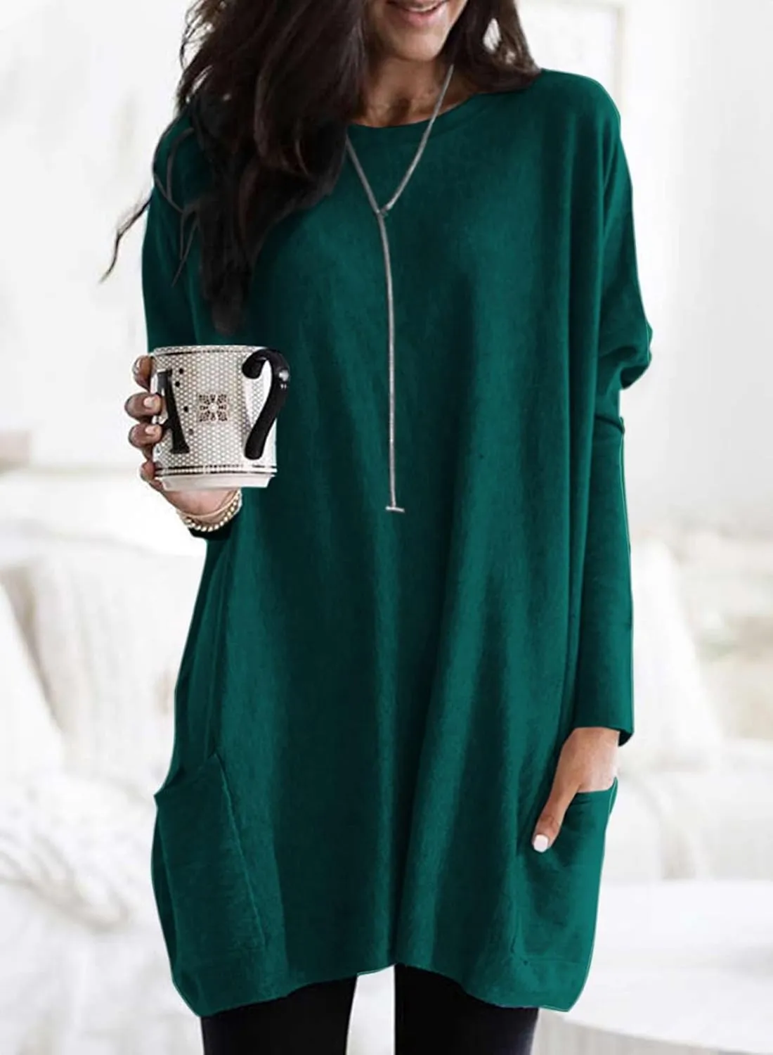 Dokotoo Womens Spring Fall Outfits Casual Long Sleeve Shirts Fashion Tunic Tops for Women Loose Fit Dressy