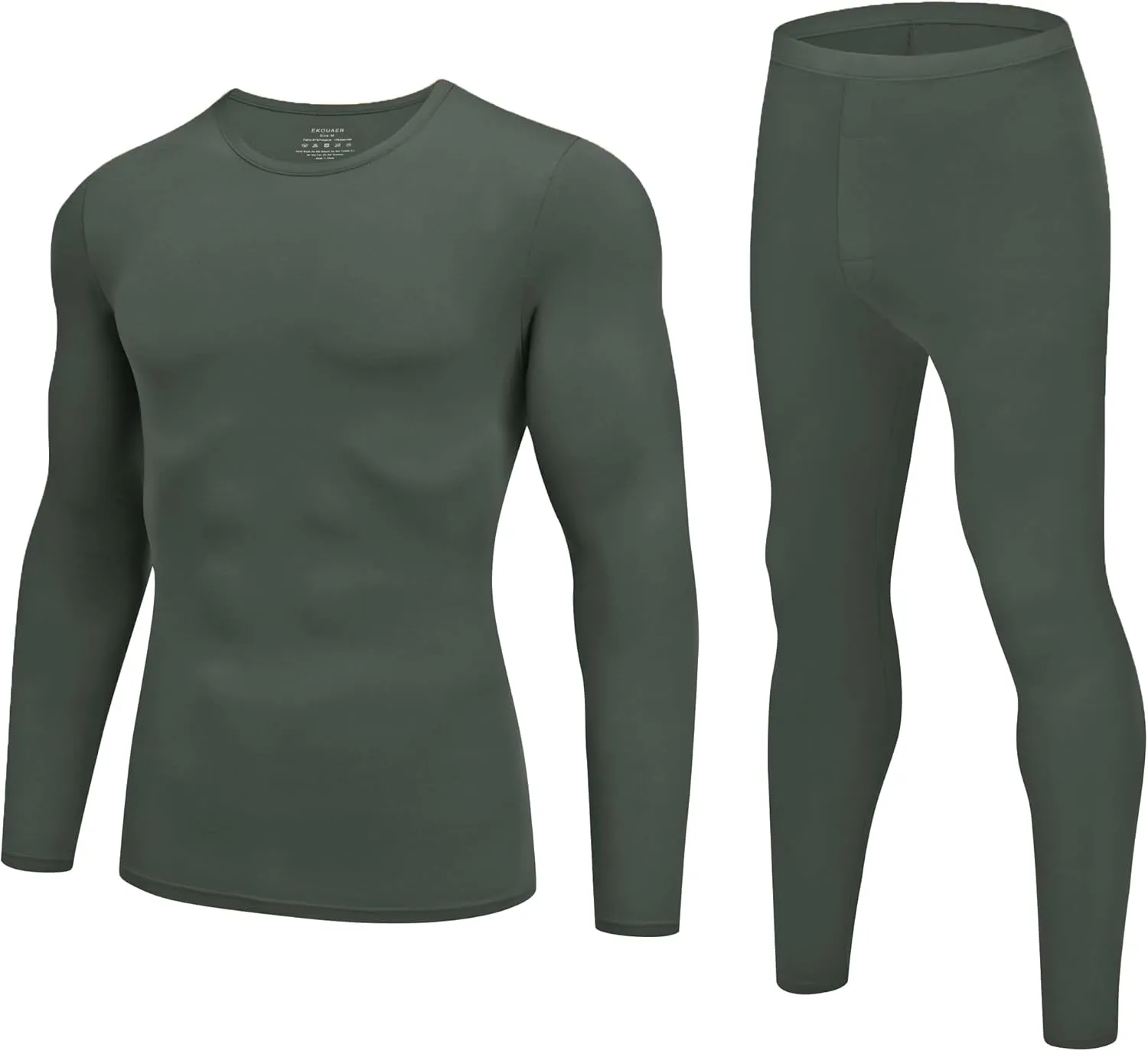 Ekouaer Men Thermal Underwear Set Soft Long Johns Set 2 Pcs Warm Base Layer Top & Bottom for Cold Weather