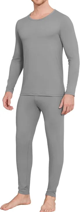 Ekouaer Men Thin Thermal Underwear Set Soft Long Johns Set 2 Pcs Warm Base Layer Top & Bottom for Cold Weather
