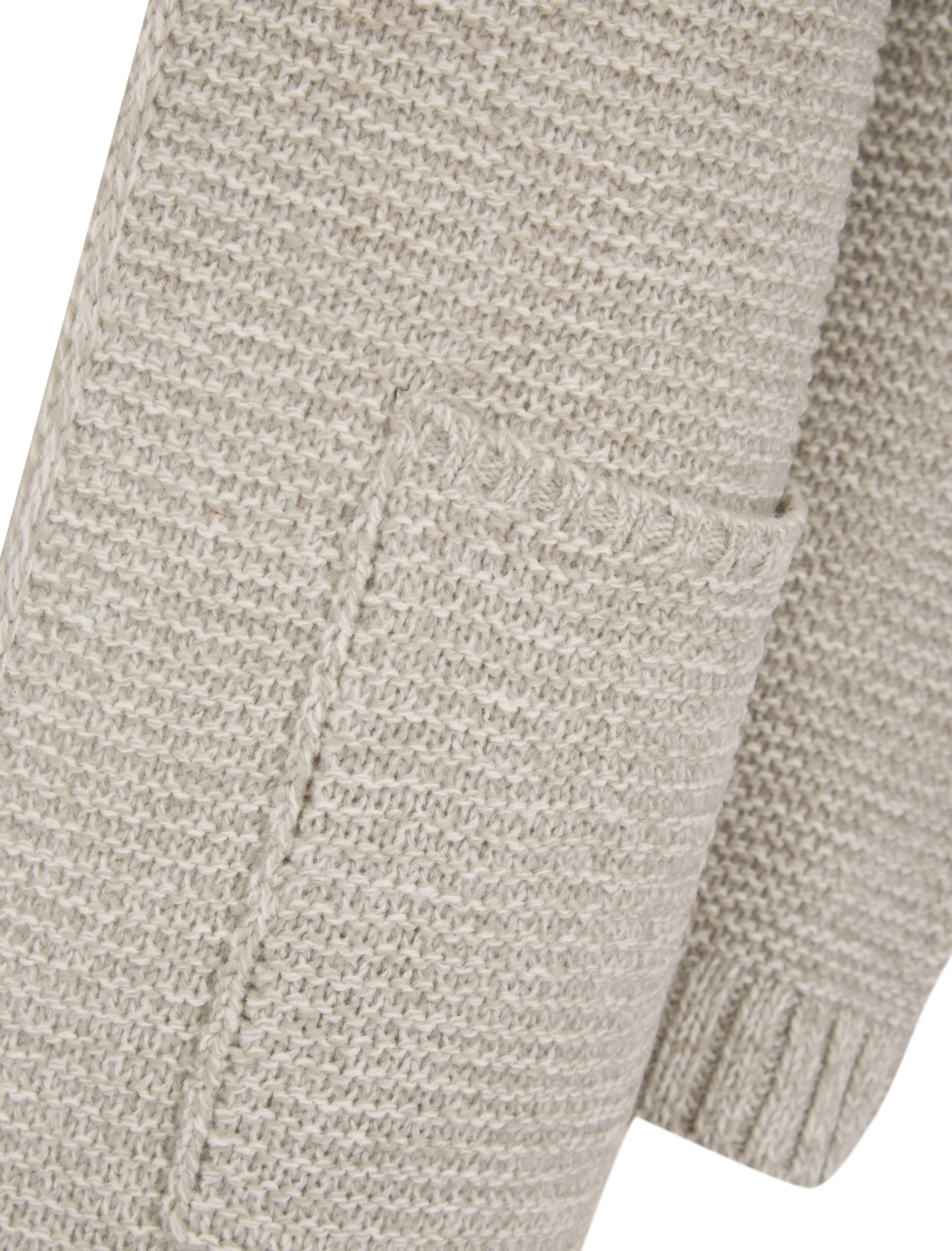 GREY LONG TWO POCKET KNITTED CARDIGAN