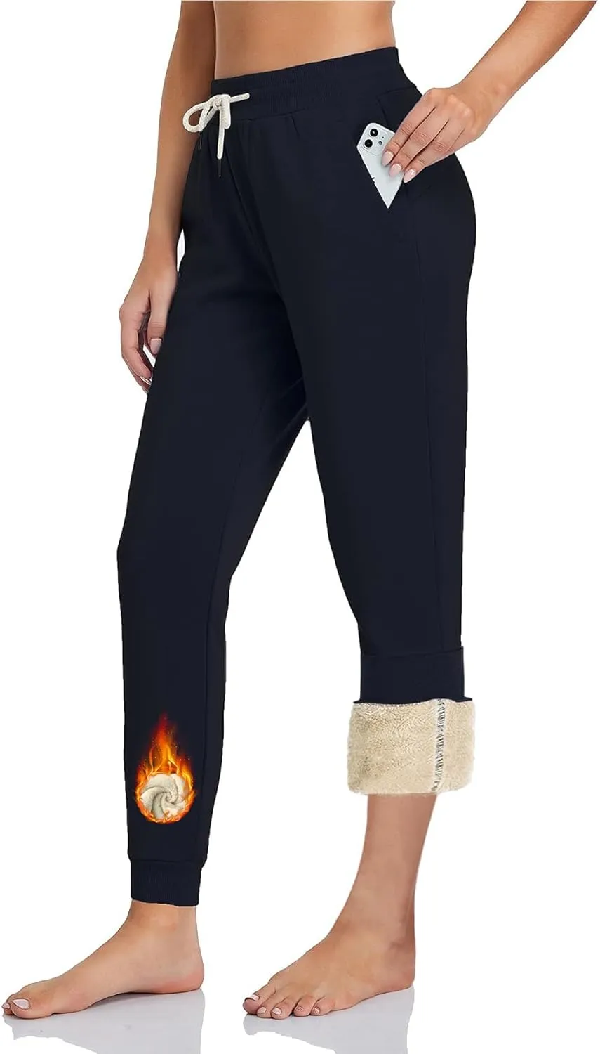 Inno Women's 28" 31" 34" 36" Sherpa Polar Fleece Lined Jogger Pants Warm Sweatpants Thermal Athletic Lounge Petite Tall