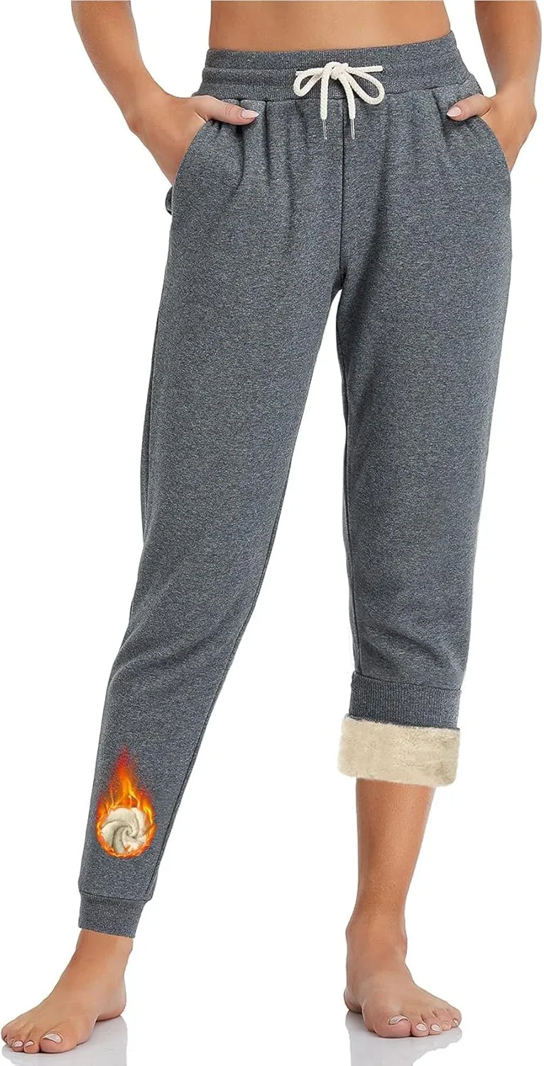 Inno Women's 28" 31" 34" 36" Sherpa Polar Fleece Lined Jogger Pants Warm Sweatpants Thermal Athletic Lounge Petite Tall