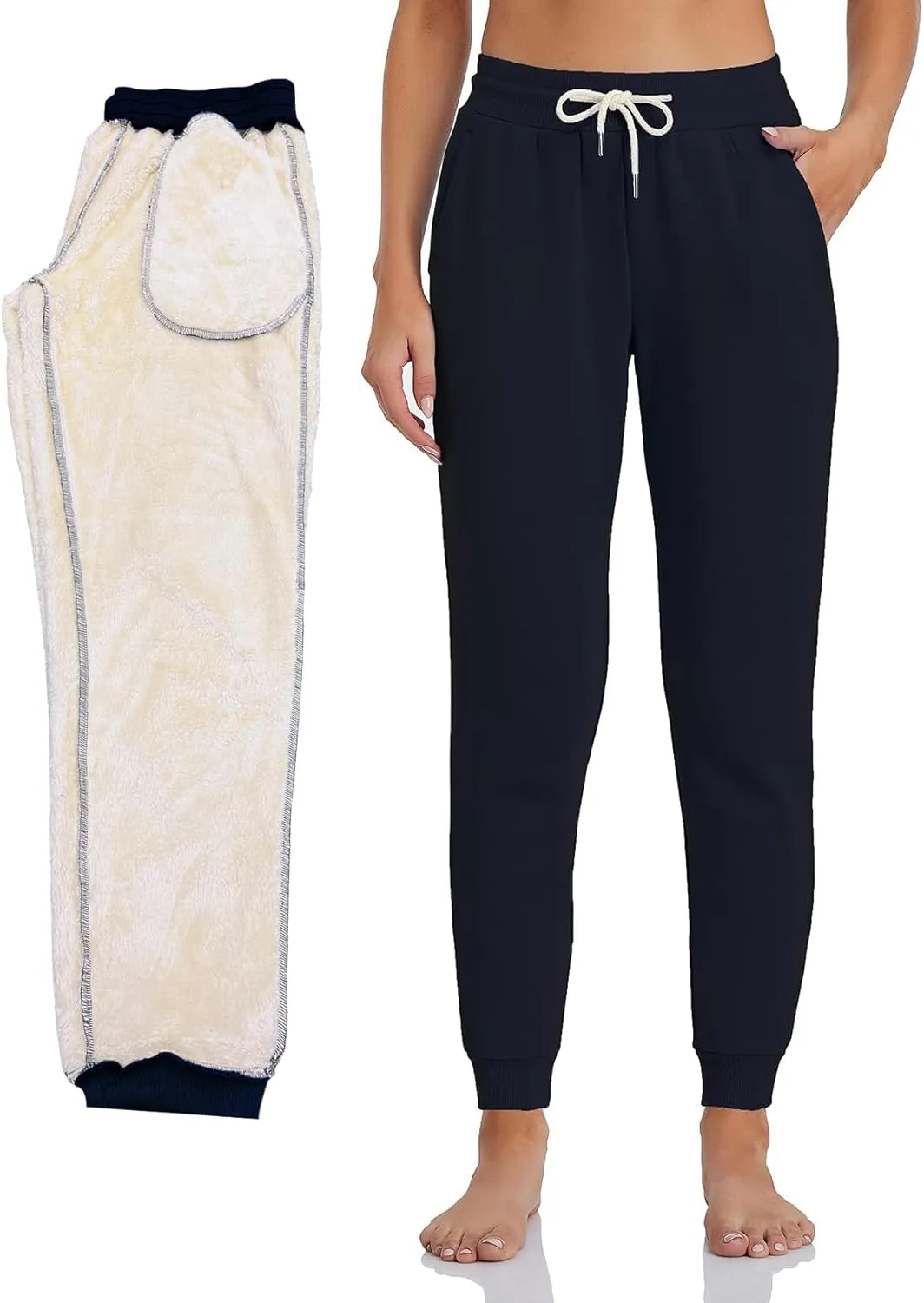 Inno Women's 28" 31" 34" 36" Sherpa Polar Fleece Lined Jogger Pants Warm Sweatpants Thermal Athletic Lounge Petite Tall