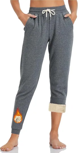 Inno Women's 28" 31" 34" 36" Sherpa Polar Fleece Lined Jogger Pants Warm Sweatpants Thermal Athletic Lounge Petite Tall