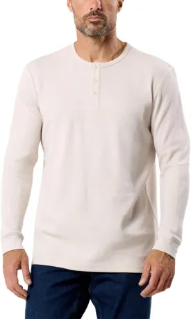 INTO THE AM Long Sleeve Waffle Henley Shirts for Men S-4XL Men's Soft Thermal Cotton Fall Shirts