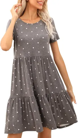 levaca Womens Summer Casual Dresses Beach Coverup Loose Short Sleeve T Shirt Dress 2025 Midi Outfit Sundress