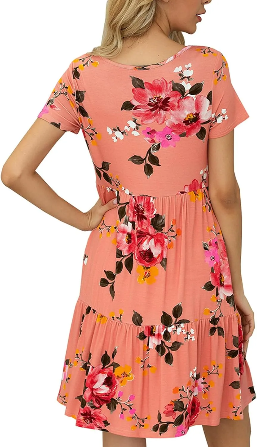 levaca Womens Summer Casual Dresses Beach Coverup Loose Short Sleeve T Shirt Dress 2025 Midi Outfit Sundress