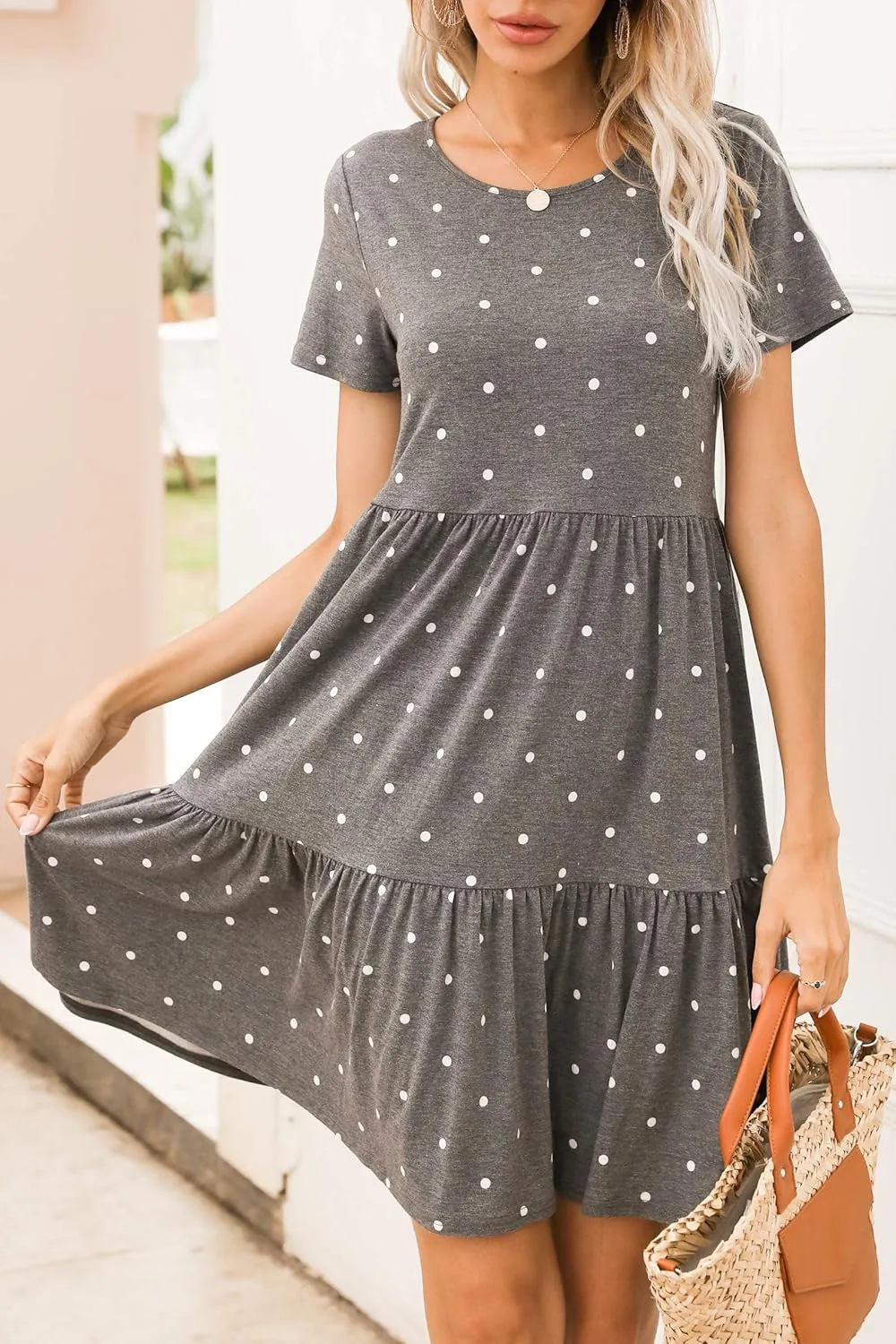 levaca Womens Summer Casual Dresses Beach Coverup Loose Short Sleeve T Shirt Dress 2025 Midi Outfit Sundress