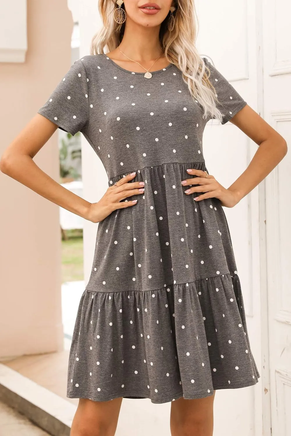 levaca Womens Summer Casual Dresses Beach Coverup Loose Short Sleeve T Shirt Dress 2025 Midi Outfit Sundress