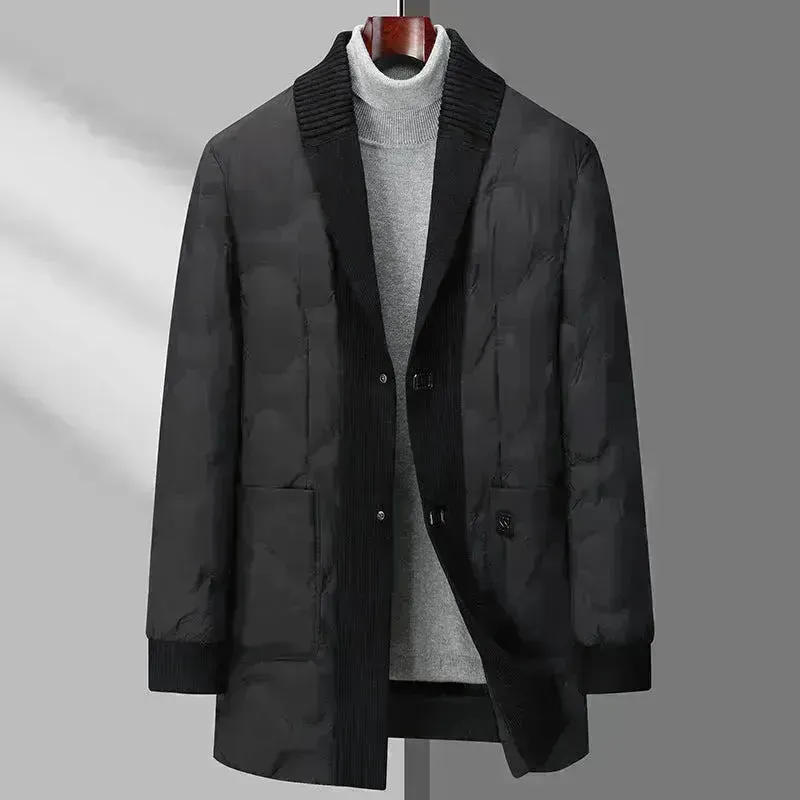 Light Luxury Men's Mid-length Down Jacket Dad Wear Winter jacket