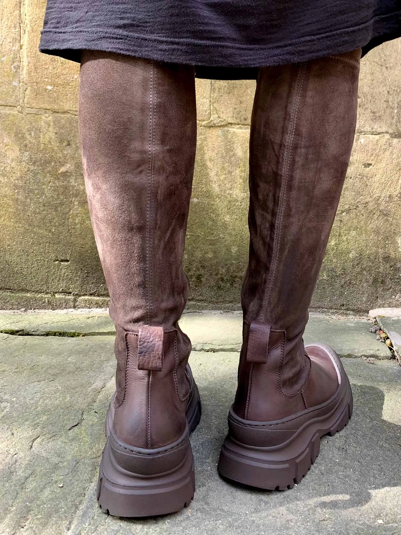 Lofina Knee High Chocolate Long Stretch Boots