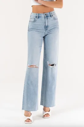 logan high waisted dad jean - light blue