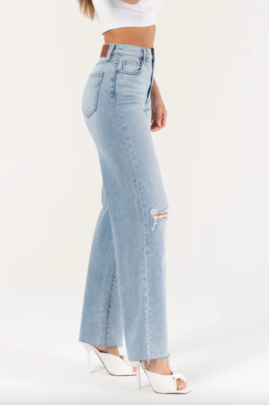 logan high waisted dad jean - light blue