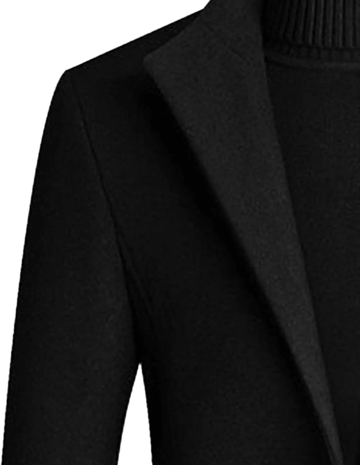 Maiyifu-GJ Mens Winter Trench Business Coat Notched Collar Single Breasted Pea Coat Wool Blend Winter Classic Overcoat