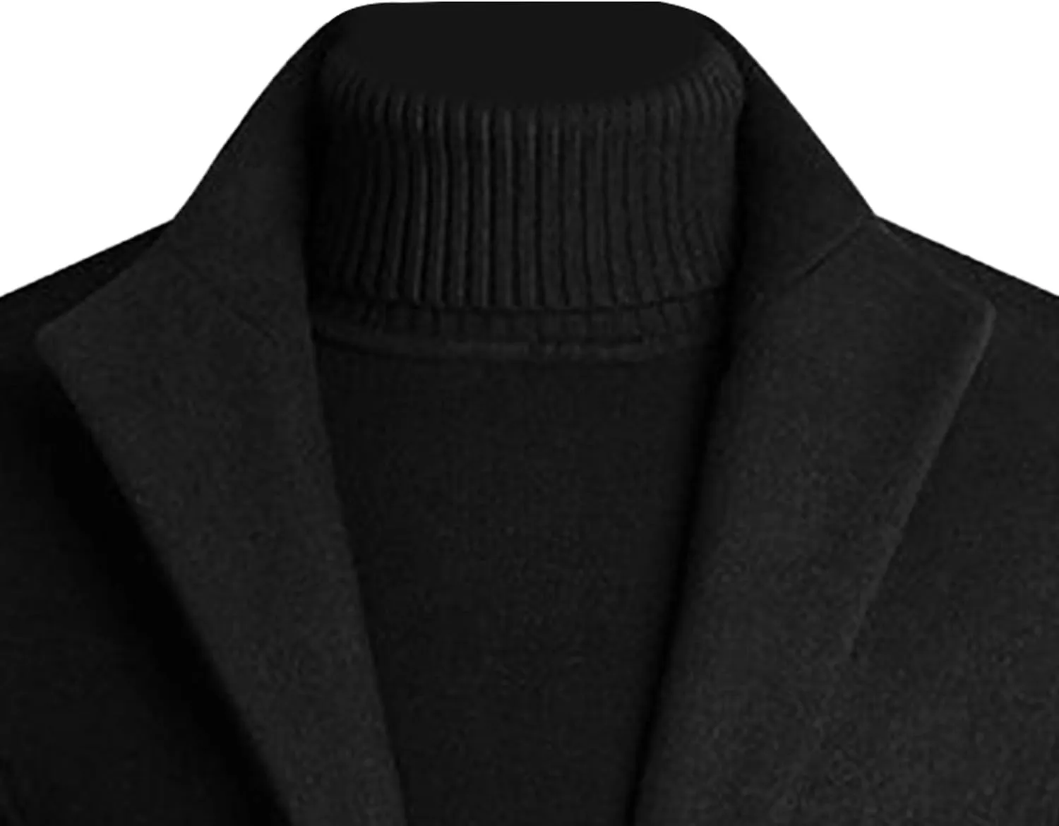 Maiyifu-GJ Mens Winter Trench Business Coat Notched Collar Single Breasted Pea Coat Wool Blend Winter Classic Overcoat