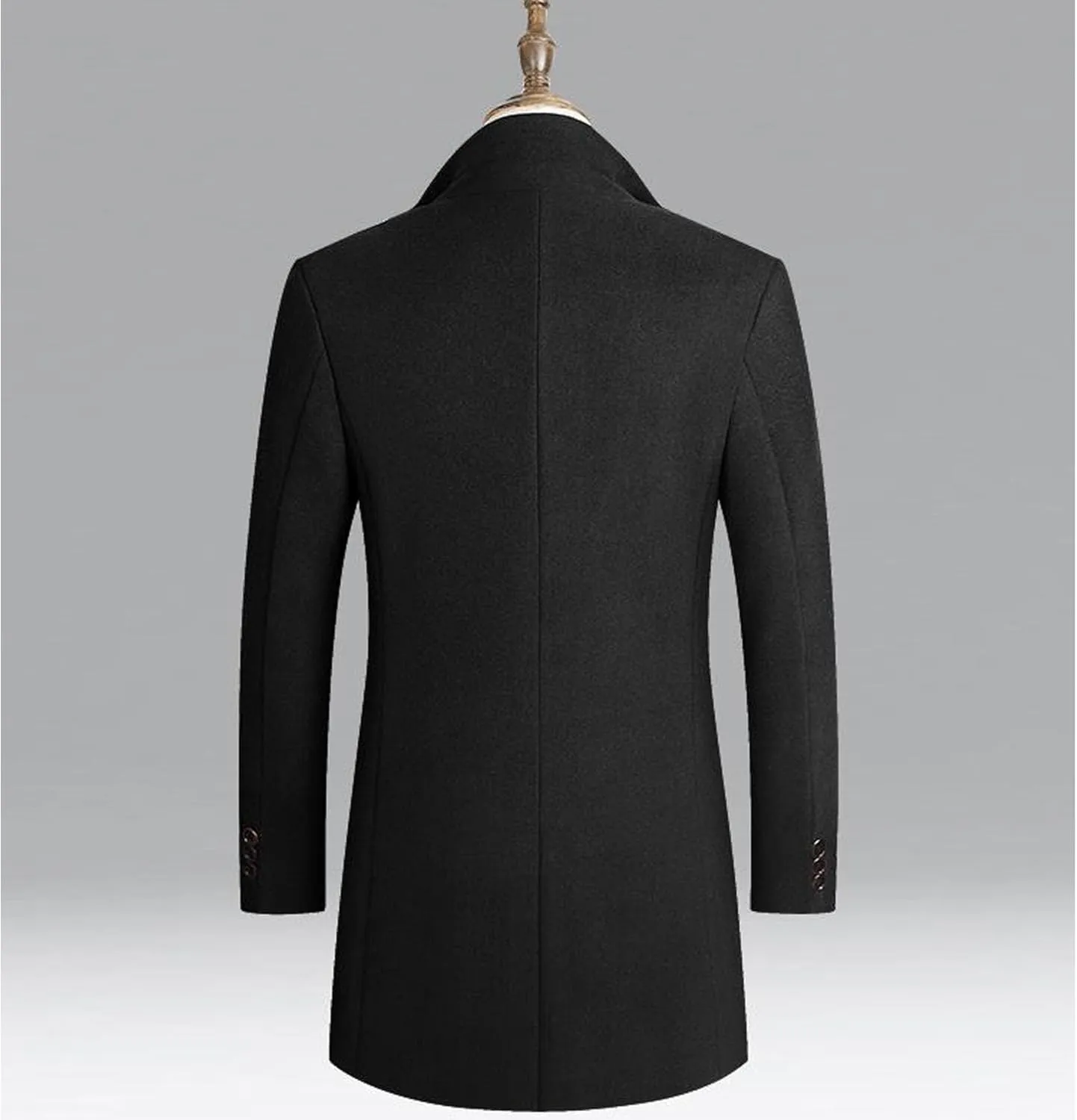 Maiyifu-GJ Mens Winter Trench Business Coat Notched Collar Single Breasted Pea Coat Wool Blend Winter Classic Overcoat