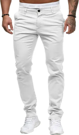 Men's Solid Color Jogger Trousers Slim Fit Chino Pants Basic Modern Stretch Fashion Comfortable Button Casual Pants