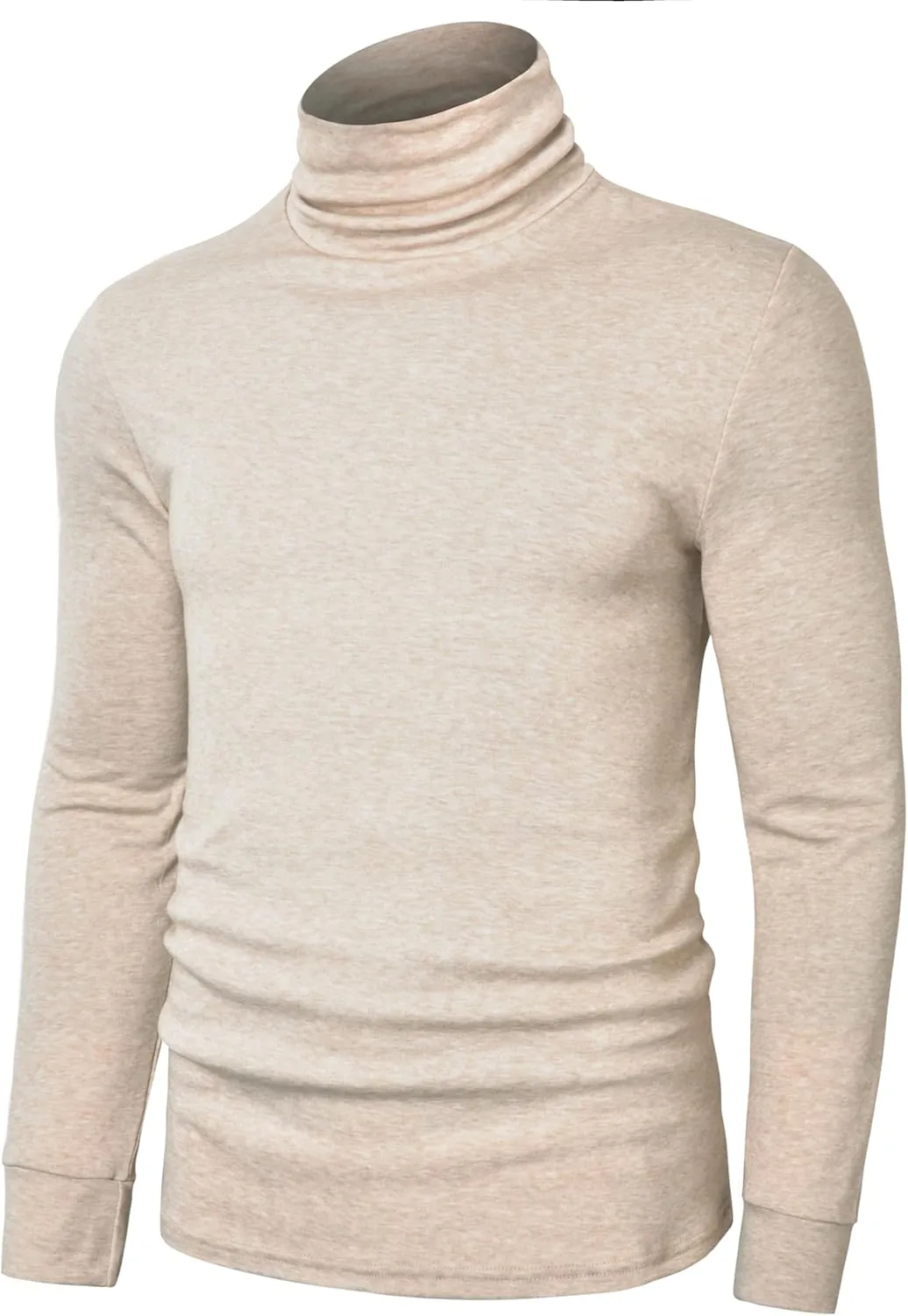 Mens Turtleneck Long Sleeve T Shirts Slim Fit Thermal Undershirt Lightweight Pullover