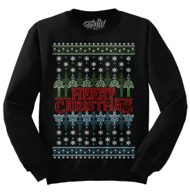 Merry Christmas Ugly Sweater Crewneck - Black