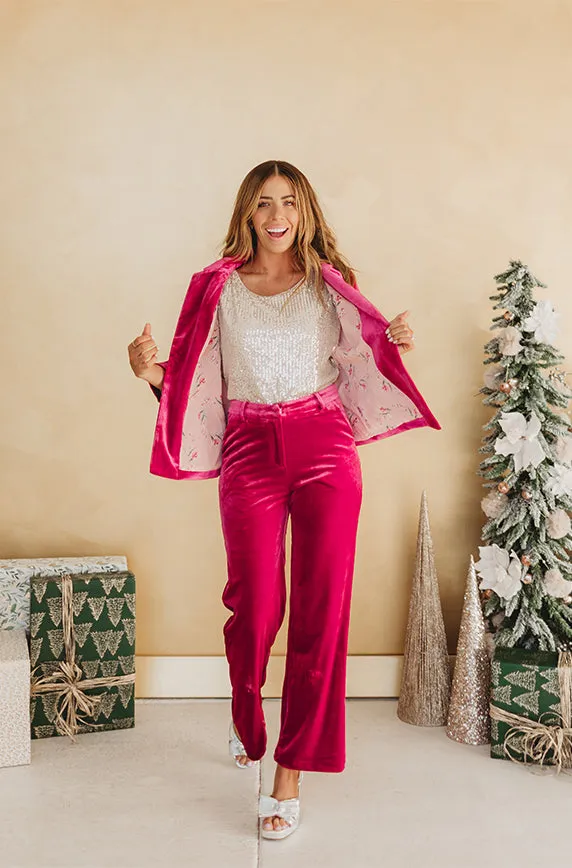 Millie Magenta Velvet Blazer Set - FINAL SALE