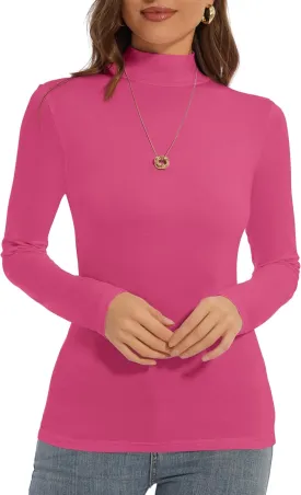 Mock Turtle Neck Long Sleeve Pullover High Neck Undershirt Slim Fit Basic Casual Tee Tops