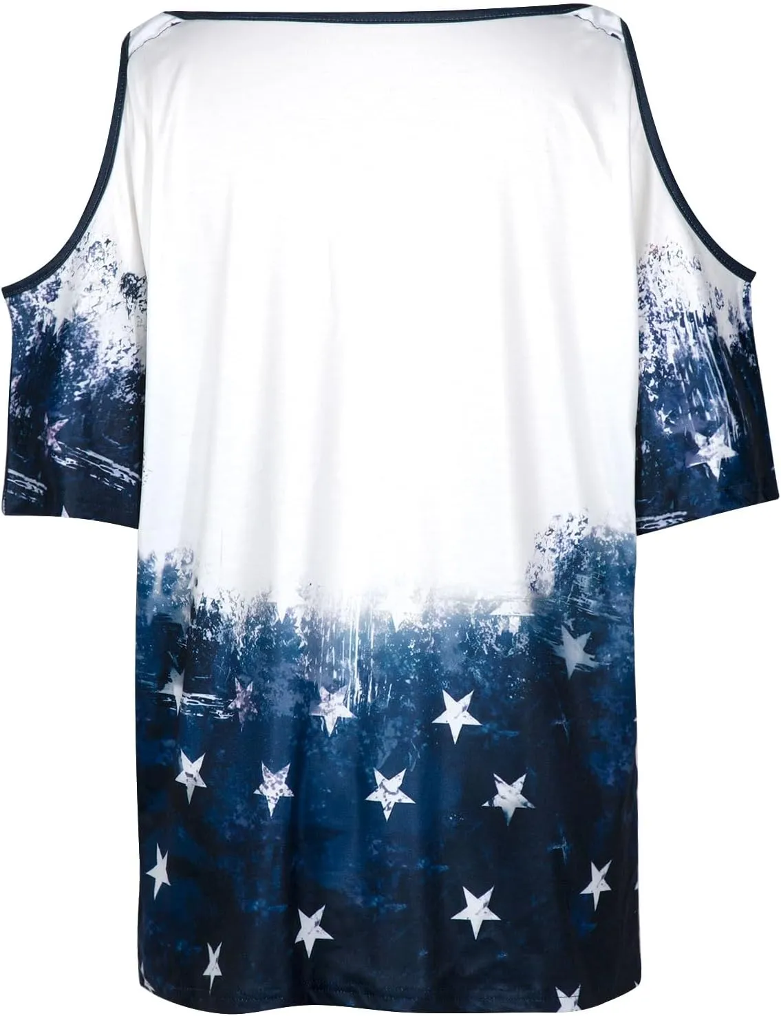 MYHALF Plus Size American Flag Shirt Womens 4th of July Tee USA Flag Tie-Dye Print Shirt Cold Shoulder Patriotic Tops