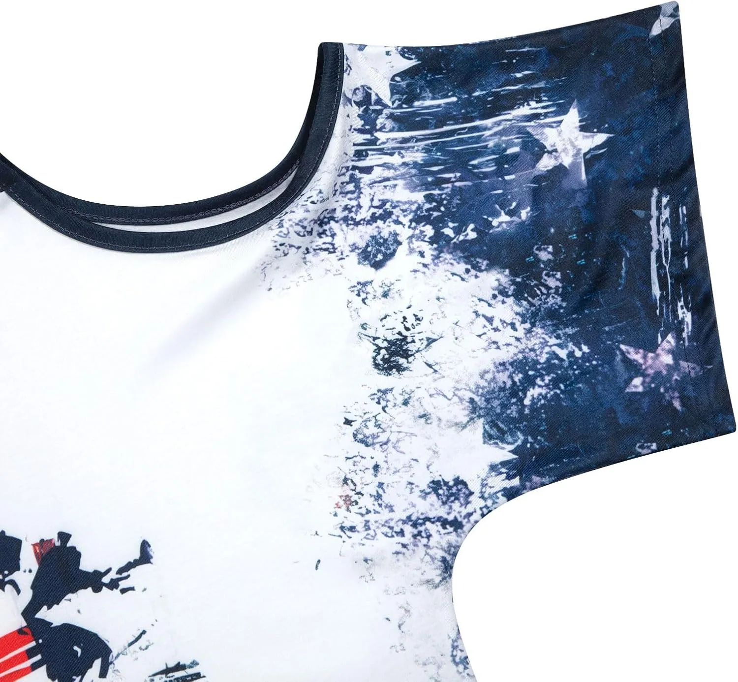 MYHALF Plus Size American Flag Shirt Womens 4th of July Tee USA Flag Tie-Dye Print Shirt Cold Shoulder Patriotic Tops